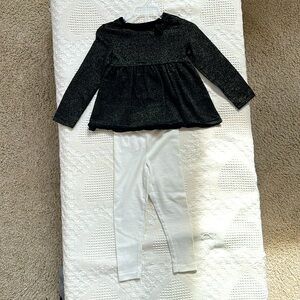 4T Garanimals sparkling black top and white sparkly leggings
